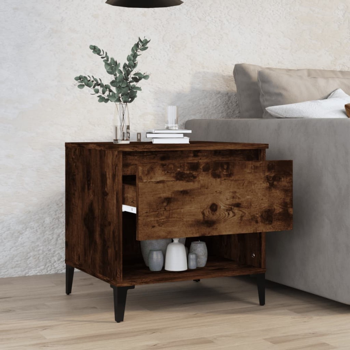 vidaXL Βοηθητικό Τραπέζι Καπνιστή Δρυς 50x46x50 εκ. Επεξεργασμένο Ξύλο
