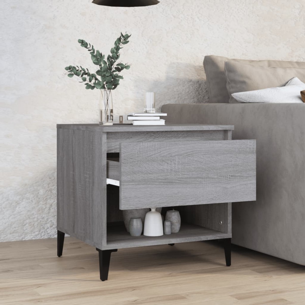 vidaXL Βοηθητικό Τραπέζι Γκρι Sonoma 50x46x50 εκ. Επεξεργασμένο Ξύλο