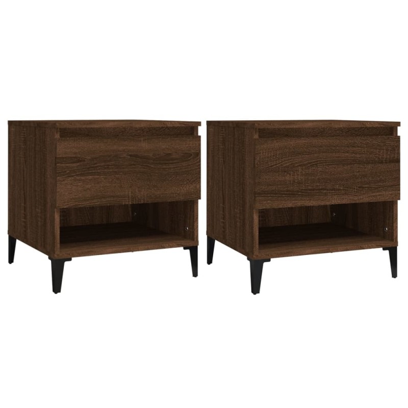 vidaXL Βοηθητικά Τραπέζια 2 τεμ. Καφέ Δρυς 50x46x50 εκ.Επεξ. Ξύλο