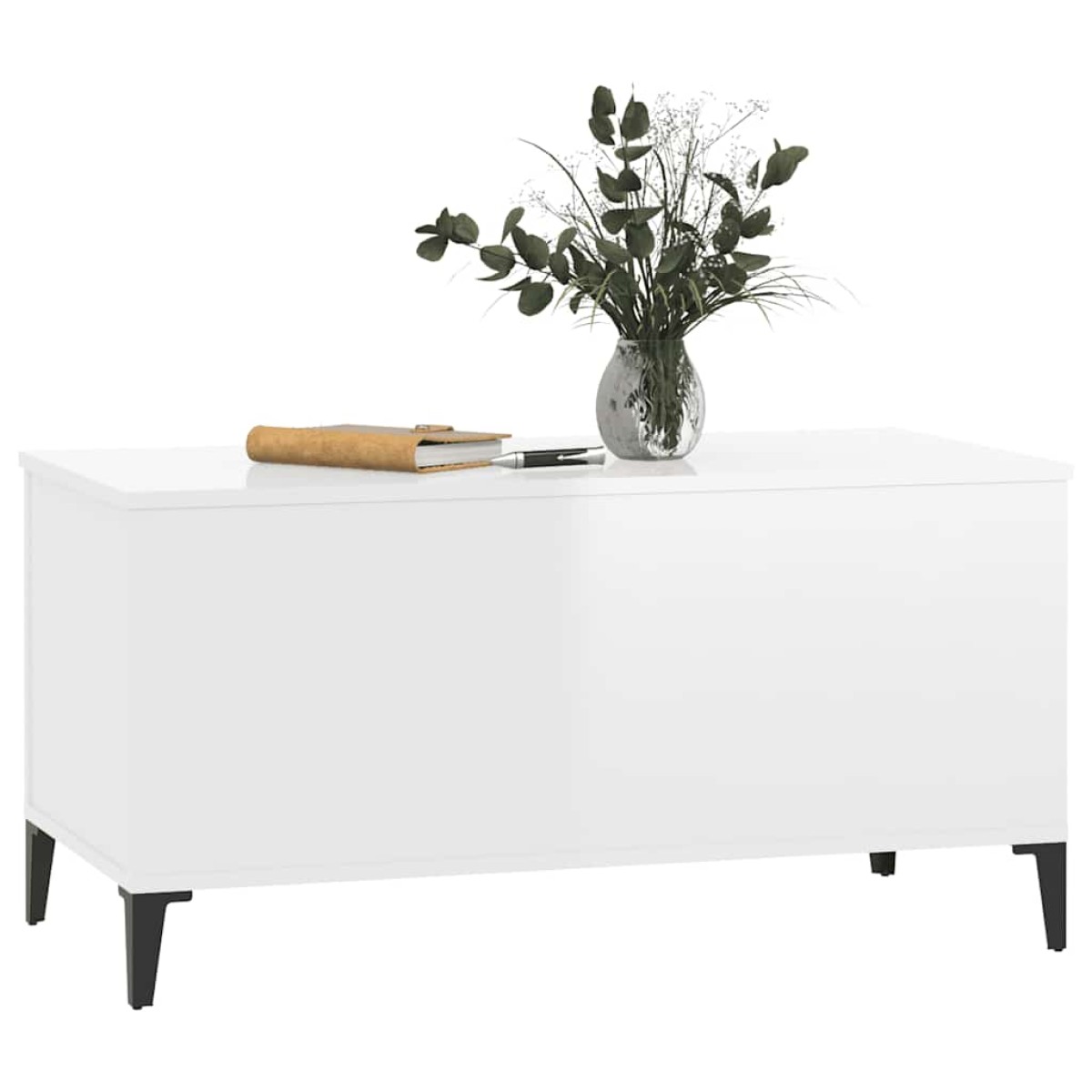 vidaXL Τραπεζάκι Σαλονιού Γυαλ. Λευκό 90x44,5x45 εκ. Επεξεργ. Ξύλο