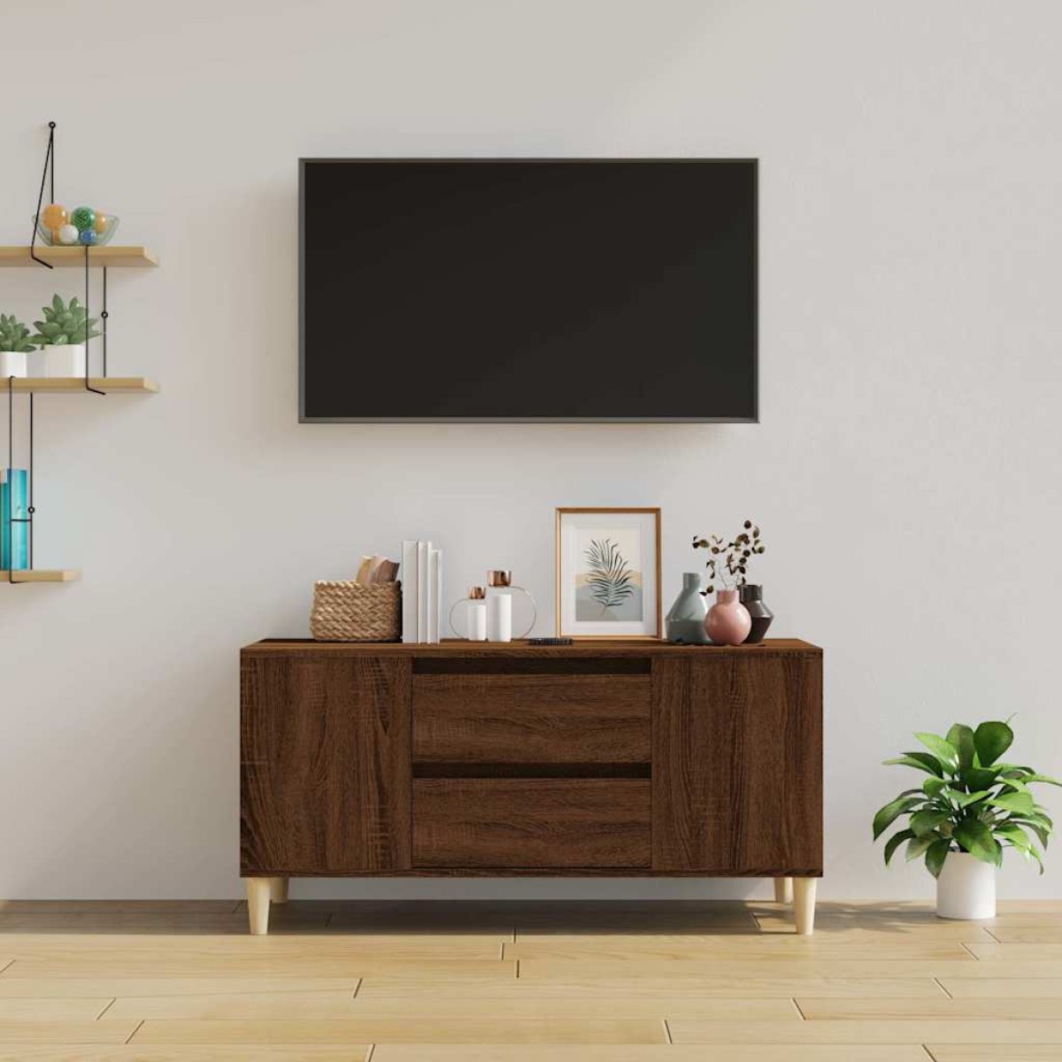 vidaXL Έπιπλο Τηλεόρασης Καφέ Δρυς 102x44,5x50 εκ. Επεξεργασμένο Ξύλο