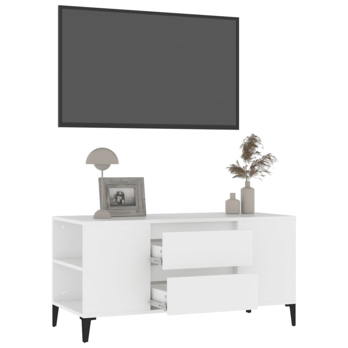 vidaXL Έπιπλο Τηλεόρασης Λευκό 102 x 44,5 x 50 εκ. Επεξεργασμένο Ξύλο