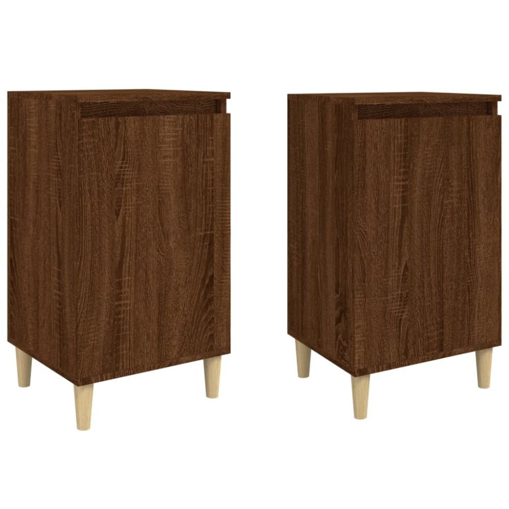 vidaXL Κομοδίνα 2 τεμ. Καφέ Δρυς 40x35x70 εκ. από Επεξεργασμένο Ξύλο