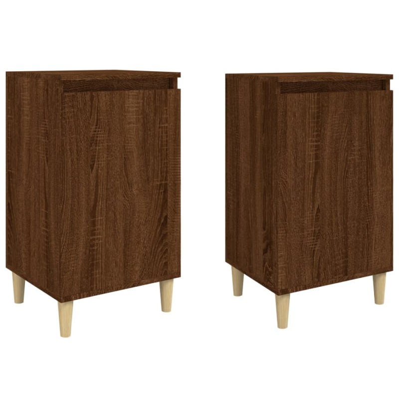 vidaXL Κομοδίνα 2 τεμ. Καφέ Δρυς 40x35x70 εκ. από Επεξεργασμένο Ξύλο