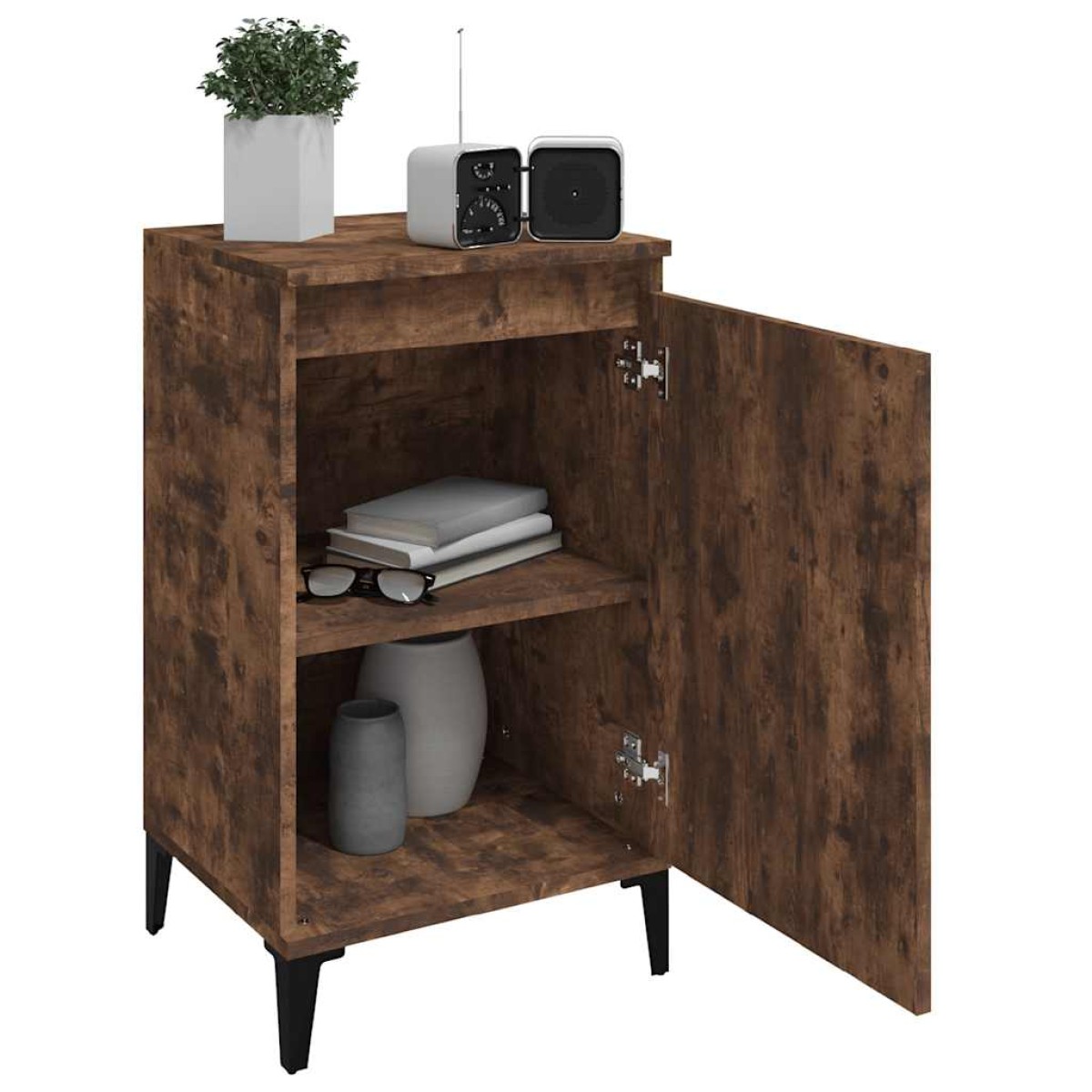 vidaXL Κομοδίνα 2 Τεμ. Καπνιστή Δρυς 40x35x70 εκ. Επεξεργασμένο Ξύλο