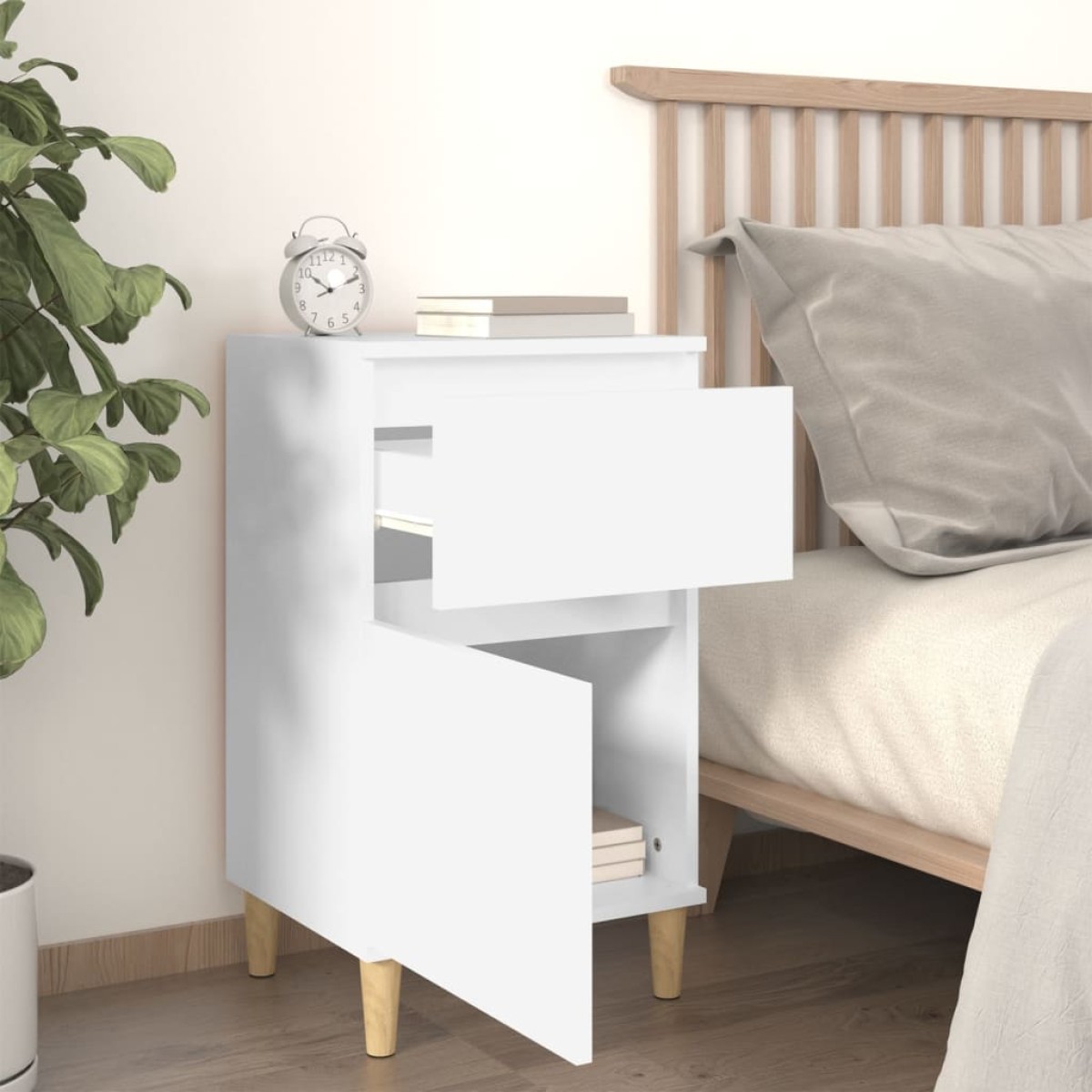 vidaXL Κομοδίνο Λευκό 40 x 35 x 70 εκ.