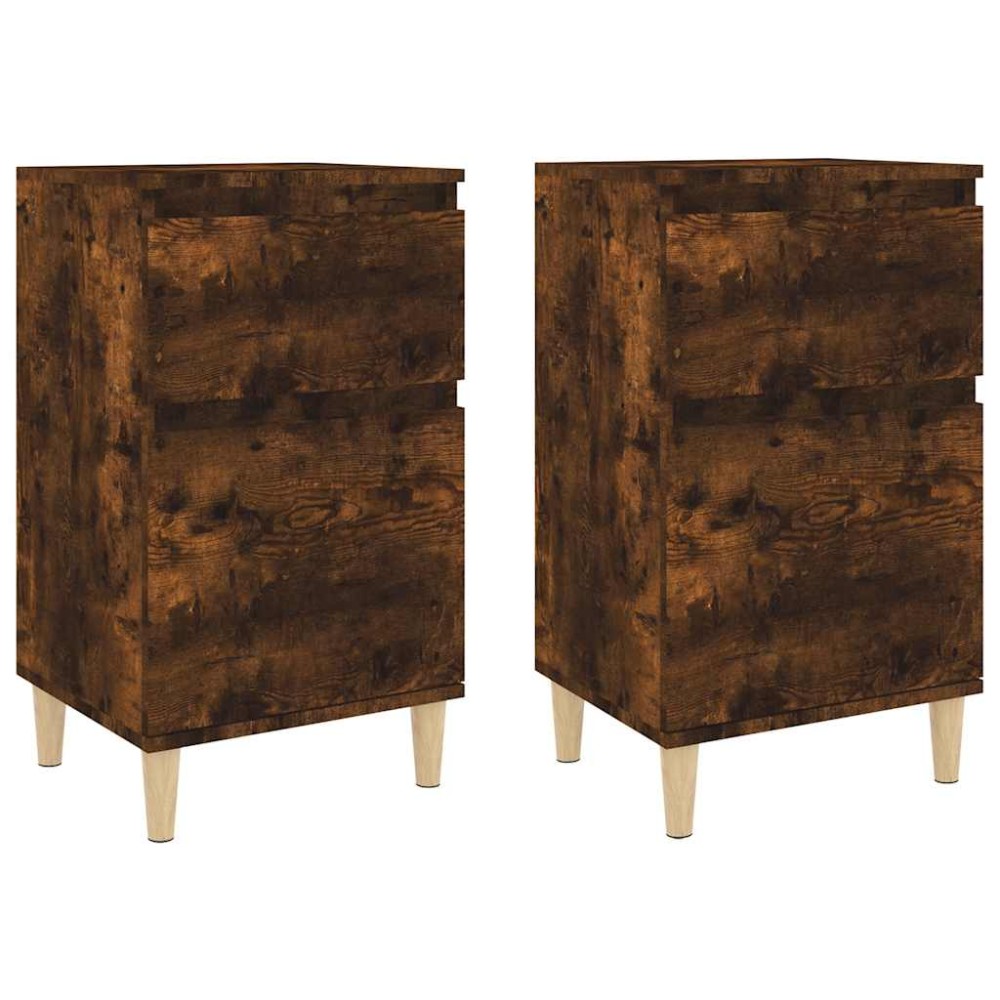 vidaXL Κομοδίνα 2 τεμ. Καπνιστή Δρυς 40x35x70 εκ.