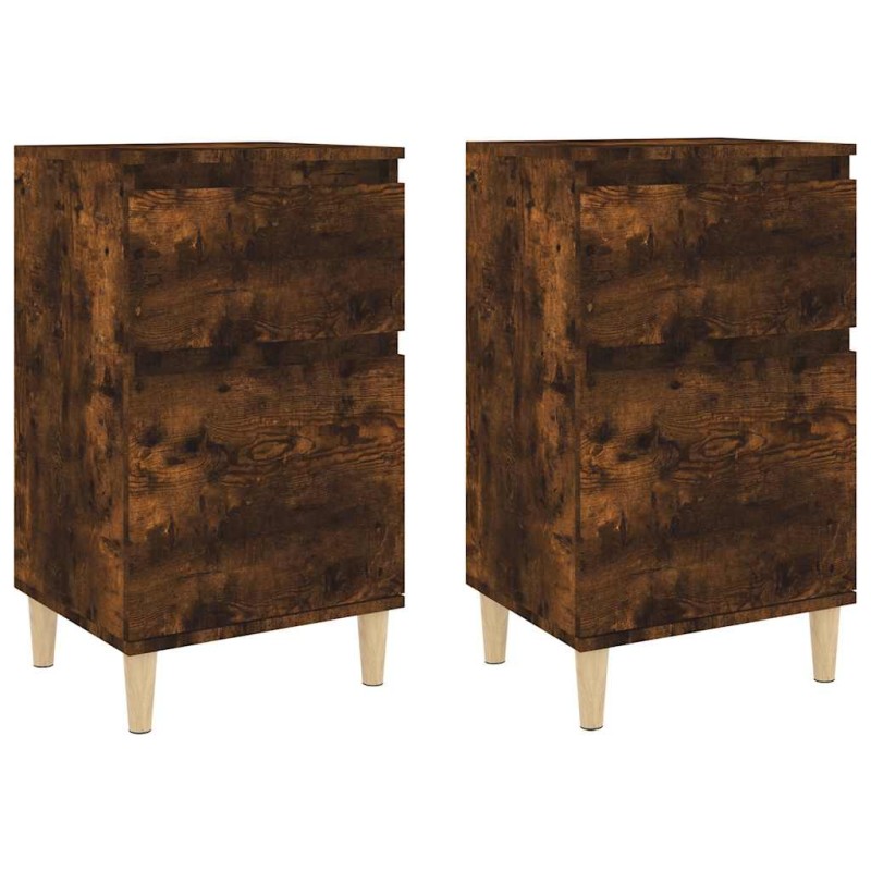 vidaXL Κομοδίνα 2 τεμ. Καπνιστή Δρυς 40x35x70 εκ.