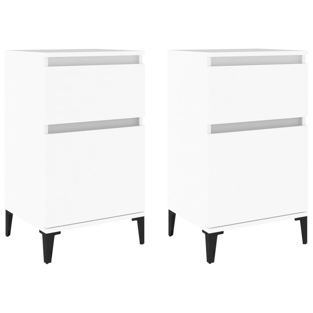 vidaXL Κομοδίνα 2 τεμ. Λευκά 40 x 35 x 70 εκ.