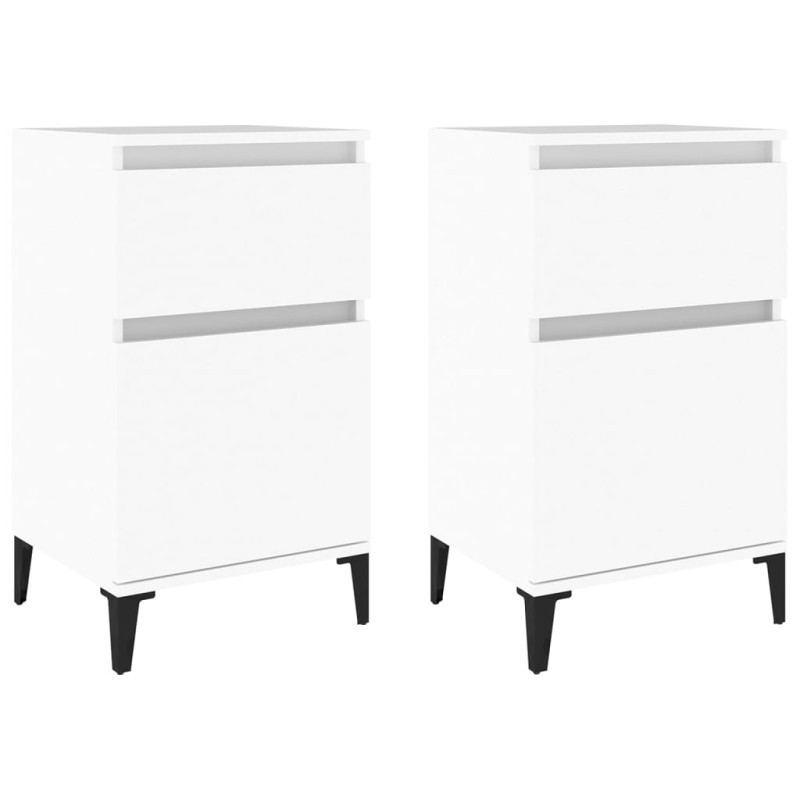 vidaXL Κομοδίνα 2 τεμ. Λευκά 40 x 35 x 70 εκ.