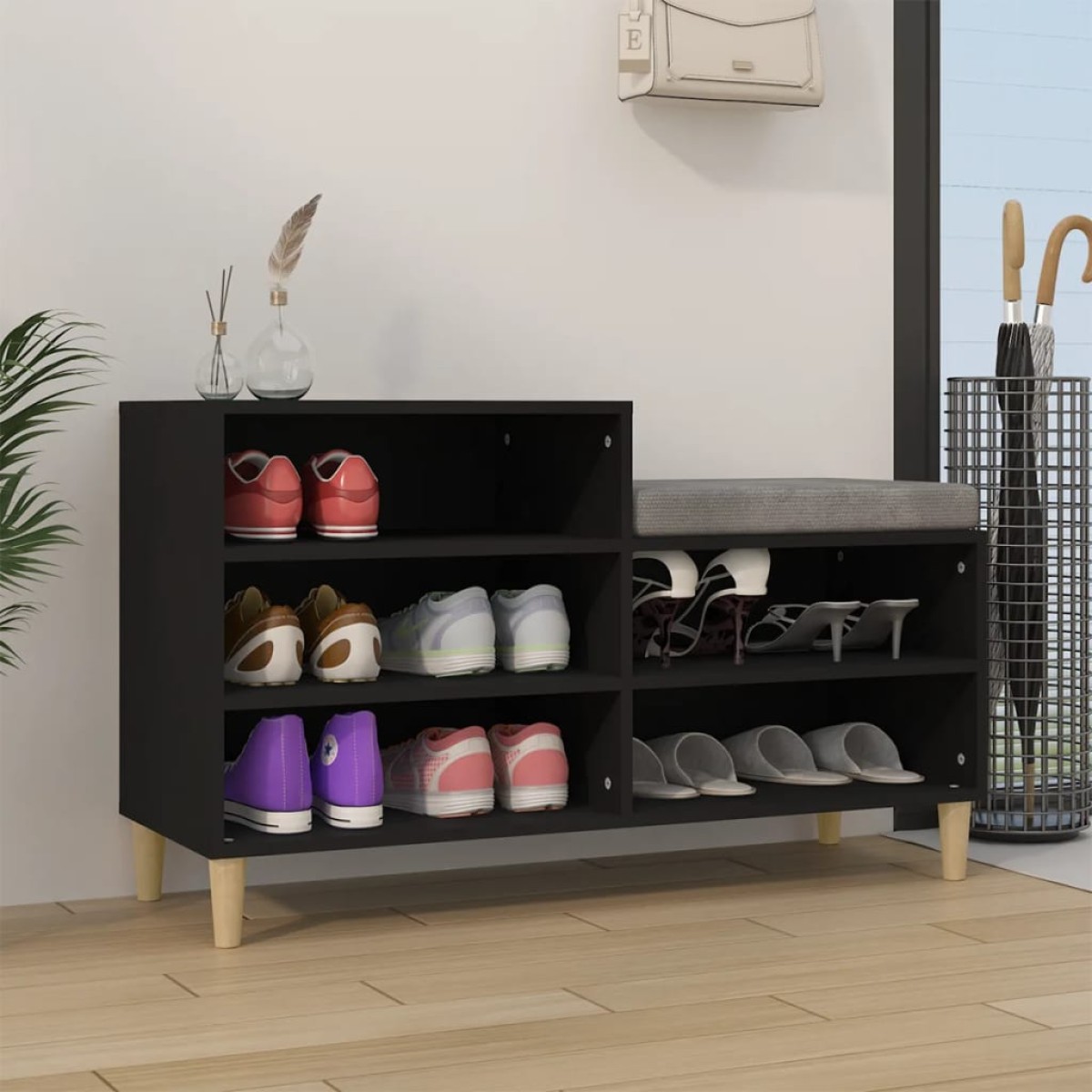 vidaXL Παπουτσοθήκη Μαύρο 102x36x60 εκ. από Επεξεργασμένο Ξύλο