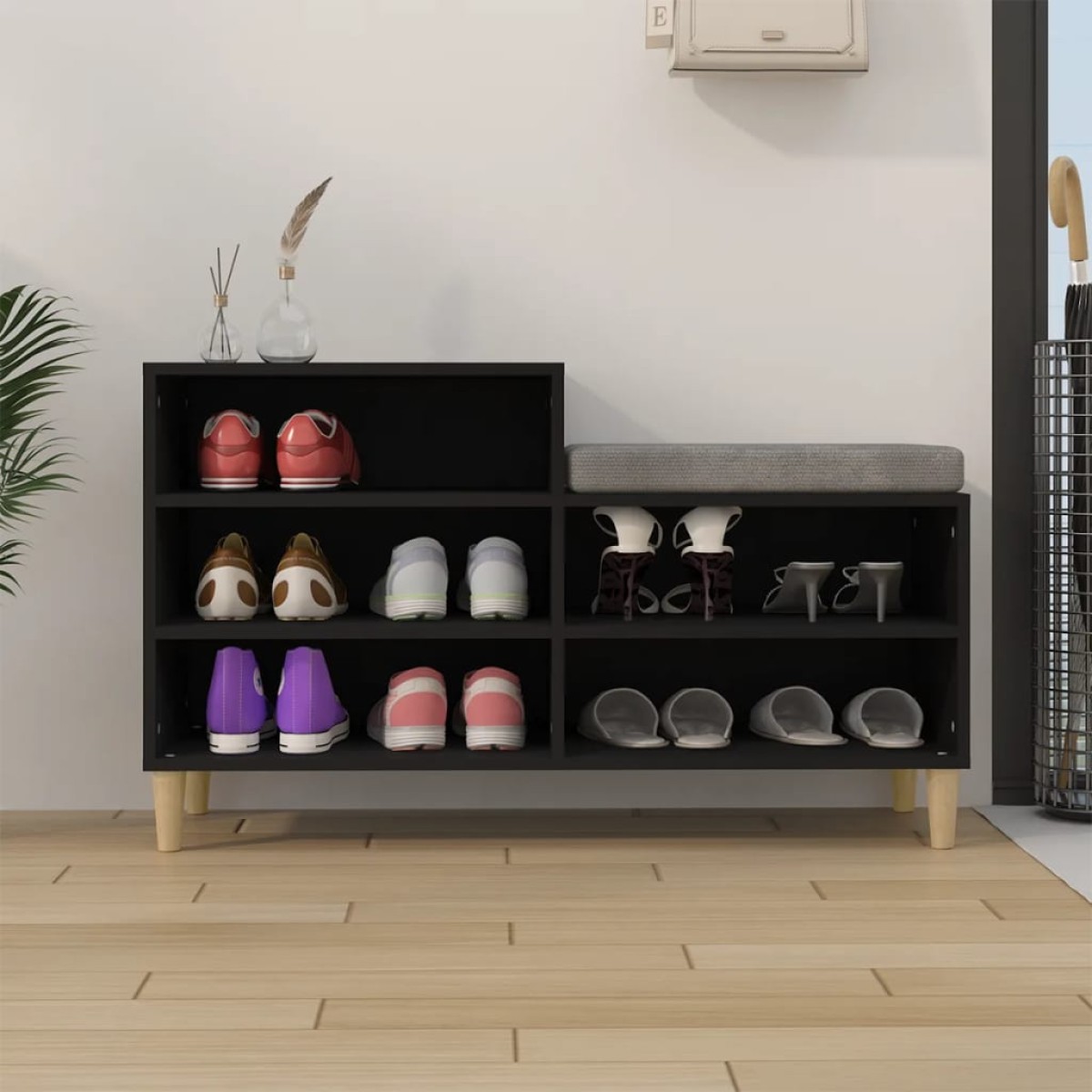 vidaXL Παπουτσοθήκη Μαύρο 102x36x60 εκ. από Επεξεργασμένο Ξύλο