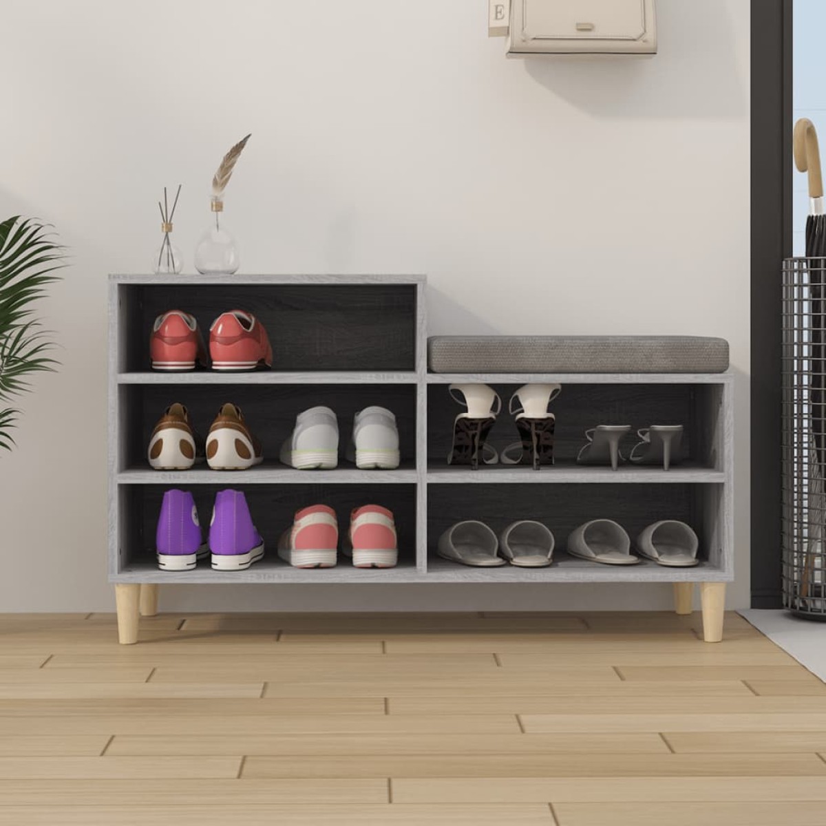 vidaXL Παπουτσοθήκη Γκρι Sonoma 102x36x60 εκ. από Επεξεργασμένο Ξύλο