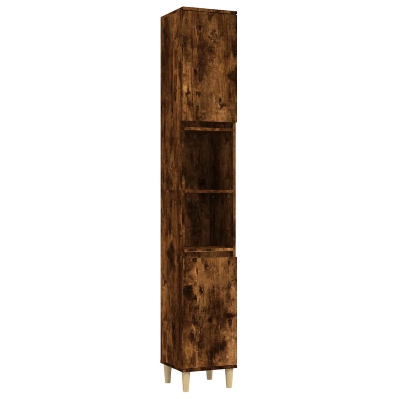 vidaXL Ντουλάπι Μπάνιου Καπνιστή Δρυς 30x30x190 εκ. Επεξεργασμένο Ξύλο