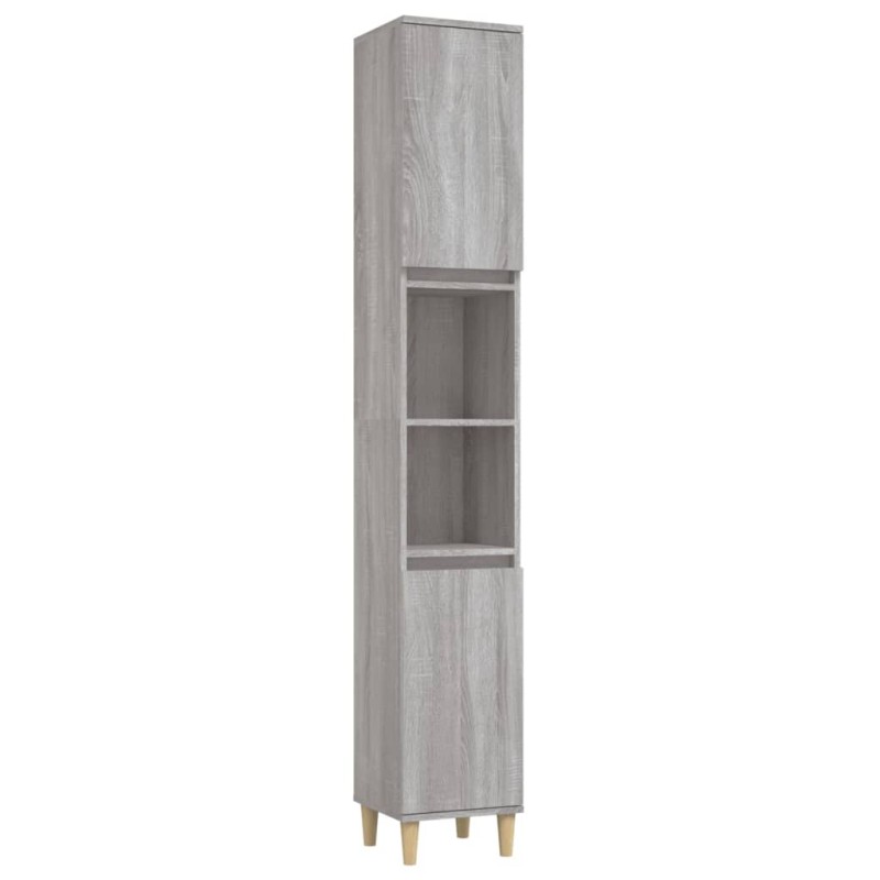 vidaXL Ντουλάπι Μπάνιου Γκρι Sonoma 30x30x190 εκ. Επεξεργασμένο Ξύλο