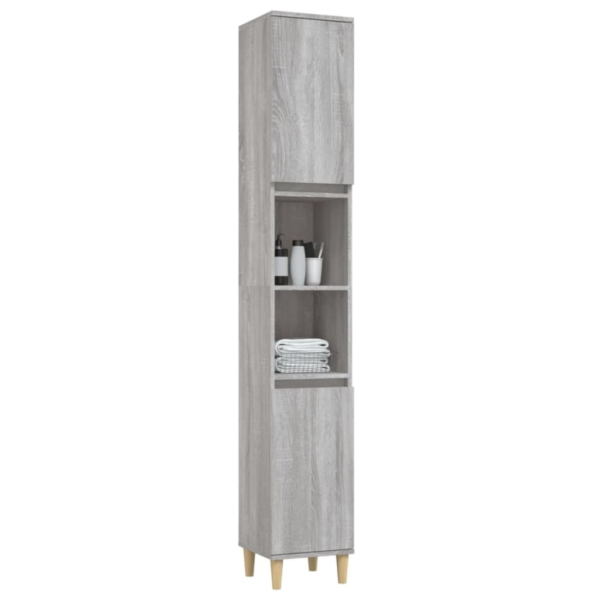 vidaXL Ντουλάπι Μπάνιου Γκρι Sonoma 30x30x190 εκ. Επεξεργασμένο Ξύλο