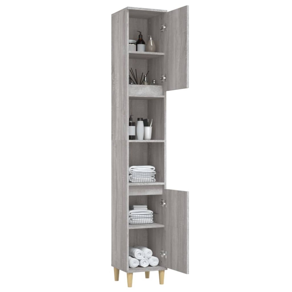 vidaXL Ντουλάπι Μπάνιου Γκρι Sonoma 30x30x190 εκ. Επεξεργασμένο Ξύλο