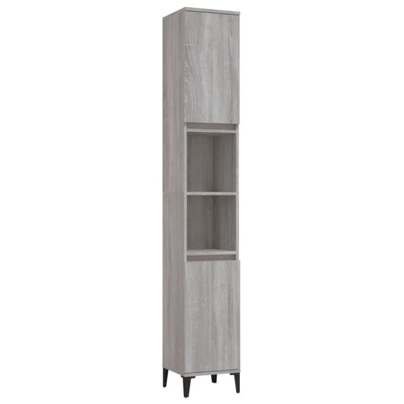 vidaXL Ντουλάπι Μπάνιου Γκρι Sonoma 30x30x190 εκ. Επεξεργασμένο Ξύλο