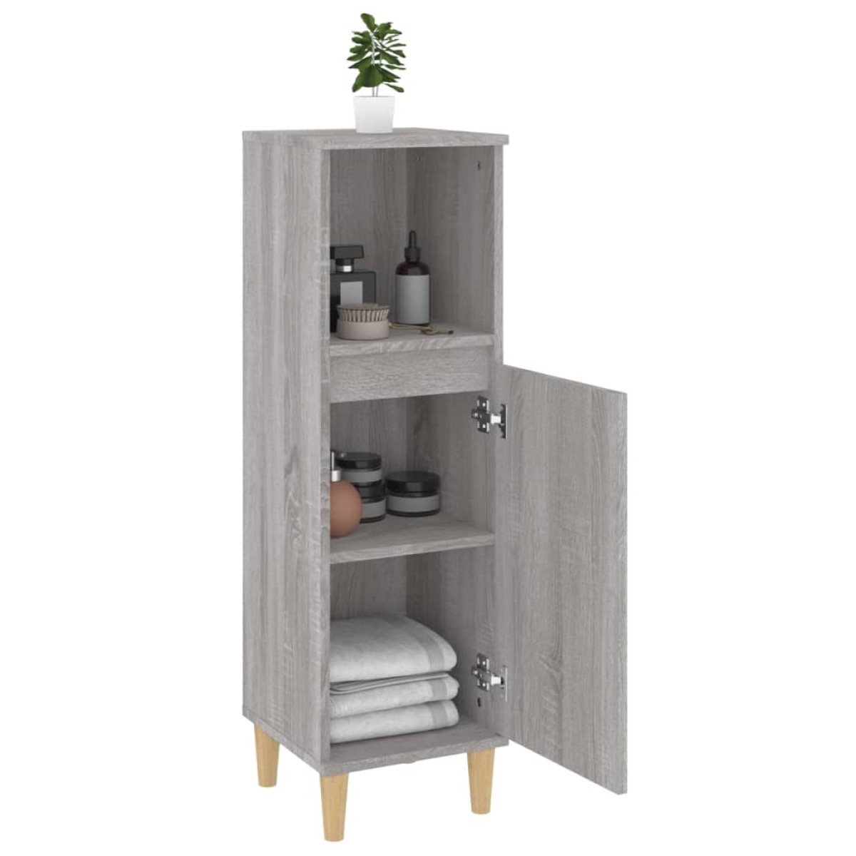 vidaXL Ντουλάπι Μπάνιου Γκρι Sonoma 30x30x100 εκ. Επεξεργασμένο Ξύλο