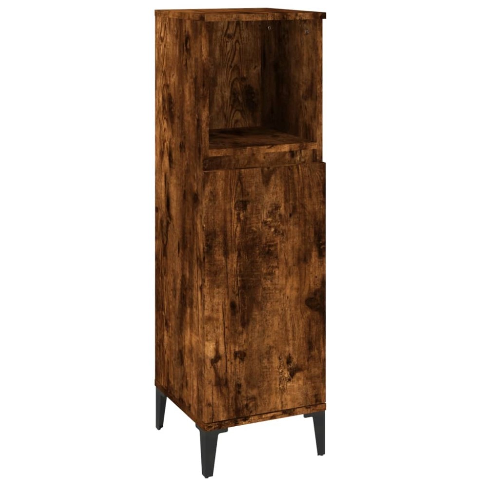 vidaXL Ντουλάπι Μπάνιου Καπνιστή Δρυς 30x30x100 εκ. Επεξεργασμένο Ξύλο