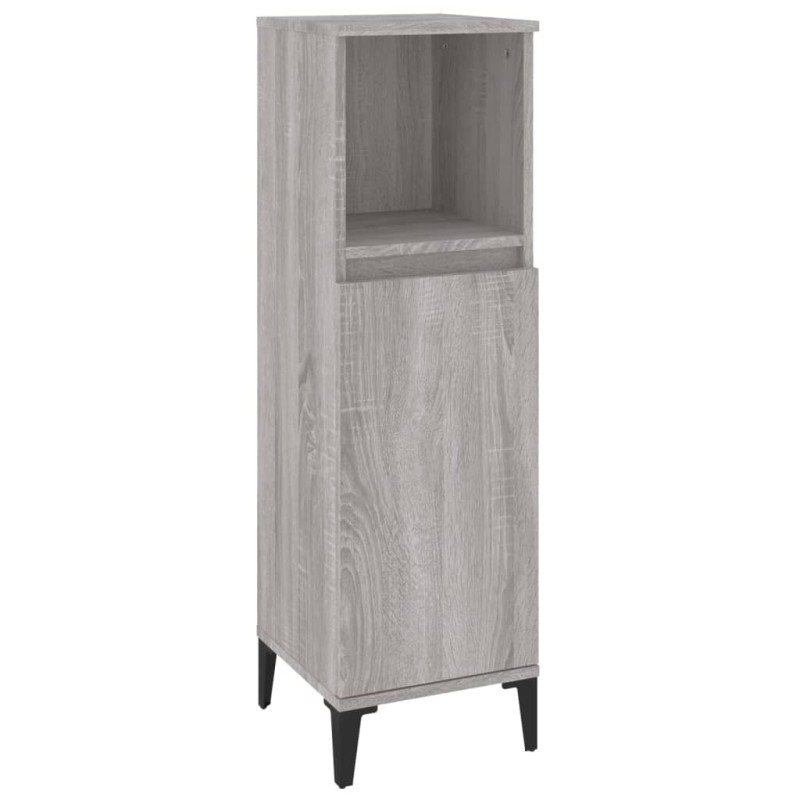 vidaXL Ντουλάπι Μπάνιου Γκρι Sonoma 30x30x100 εκ. Επεξεργασμένο Ξύλο