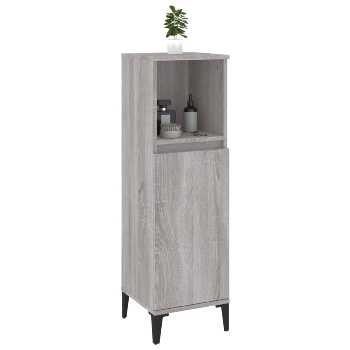 vidaXL Ντουλάπι Μπάνιου Γκρι Sonoma 30x30x100 εκ. Επεξεργασμένο Ξύλο
