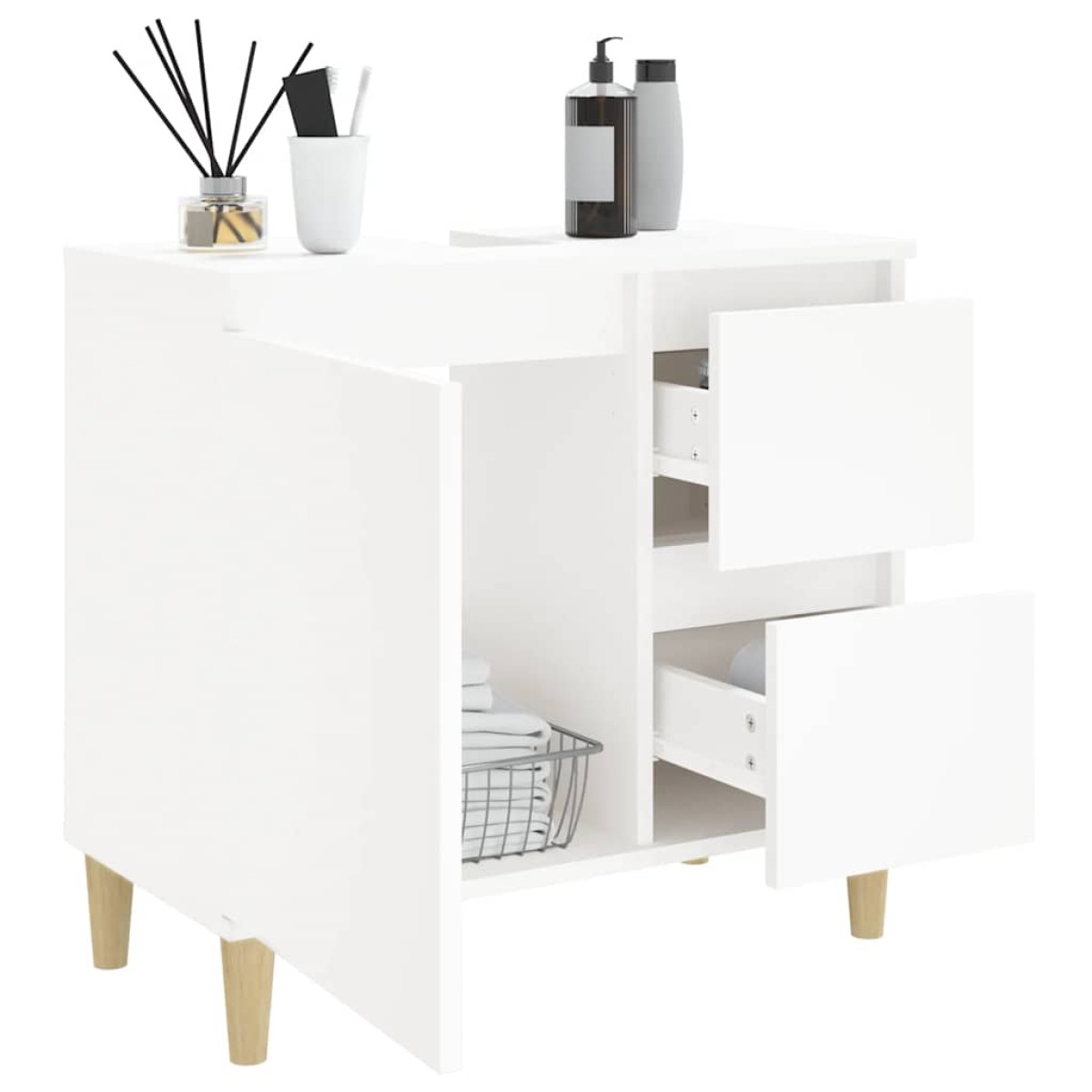 vidaXL Ντουλάπι Μπάνιου Λευκό 65 x 33 x 60 εκ. από Επεξεργασμένο Ξύλο