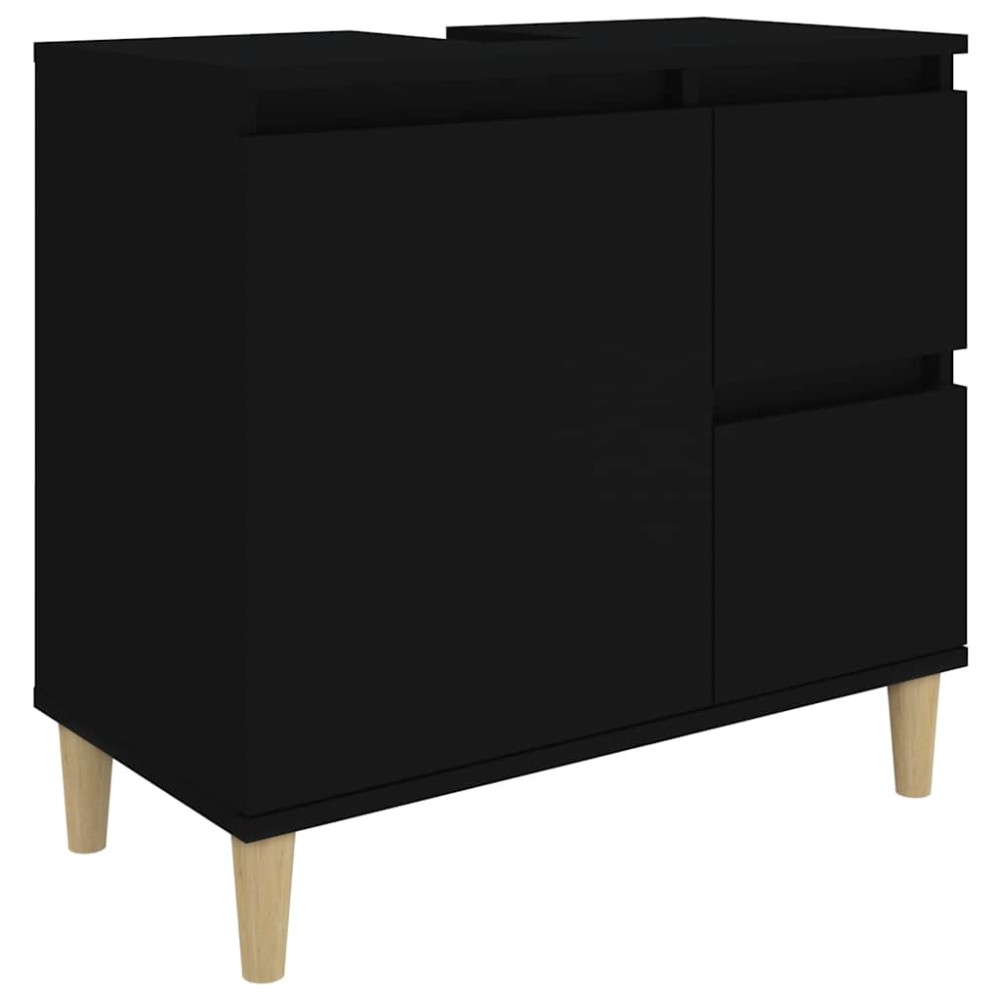 vidaXL Ντουλάπι Μπάνιου Μαύρο 65x33x60 εκ. Επεξεργασμένο Ξύλο