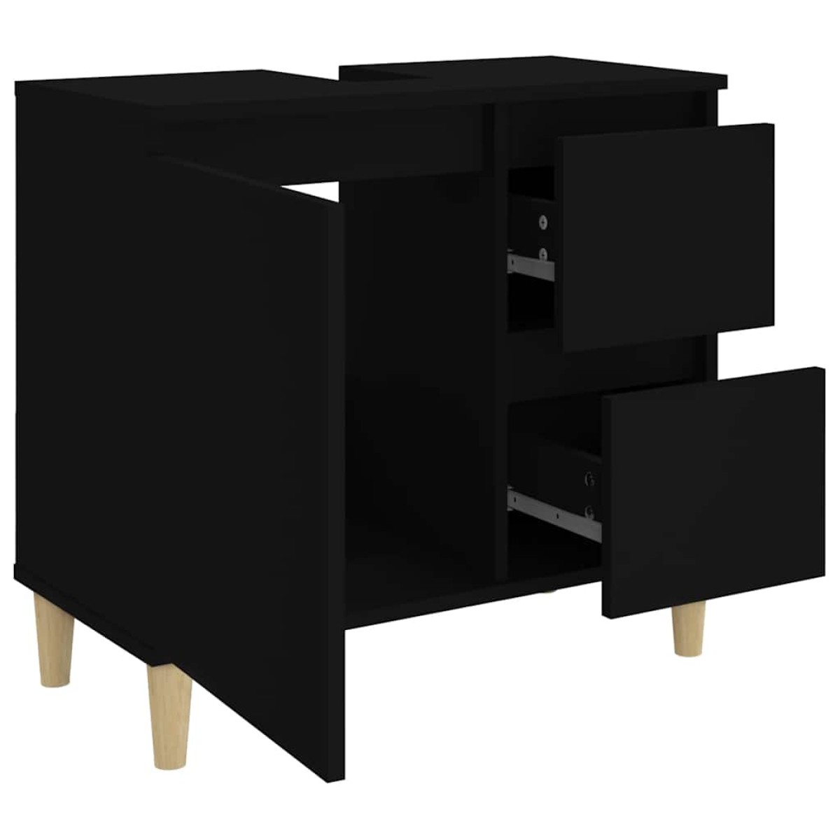 vidaXL Ντουλάπι Μπάνιου Μαύρο 65x33x60 εκ. Επεξεργασμένο Ξύλο