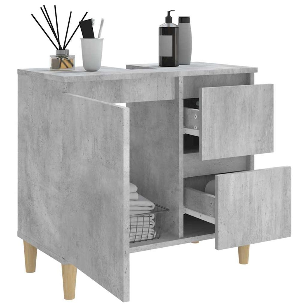 vidaXL Ντουλάπι Μπάνιου Γκρι Σκυροδέματος 65x33x60 εκ. Επεξ. Ξύλο