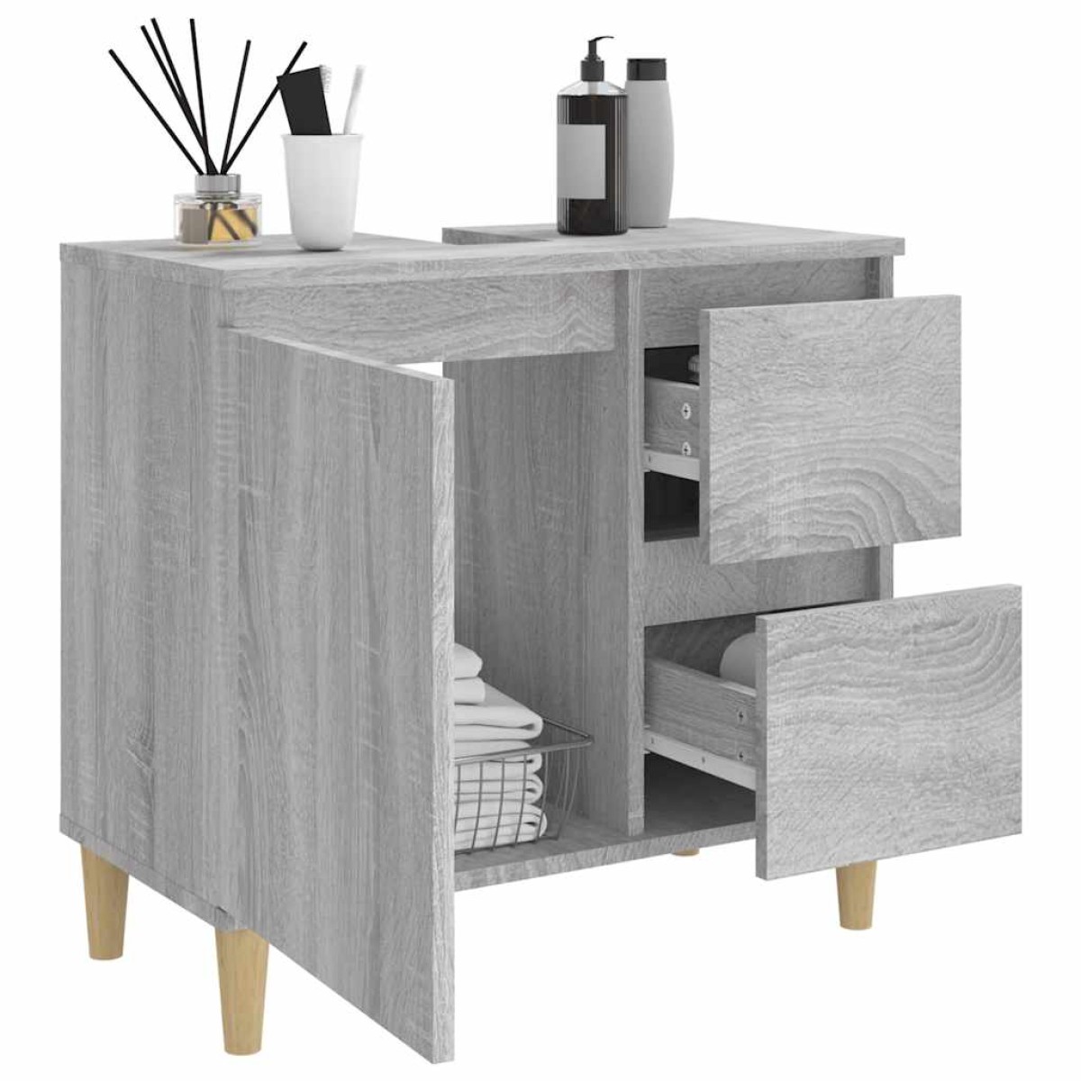vidaXL Ντουλάπι Μπάνιου Γκρι Sonoma 65x33x60 εκ. Επεξεργασμένο Ξύλο