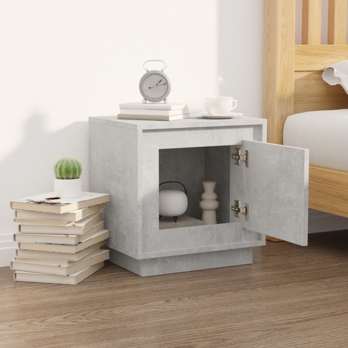 vidaXL Κομοδίνο Γκρι Σκυρ. 44x35x45 εκ. από Επεξεργασμένο Ξύλο
