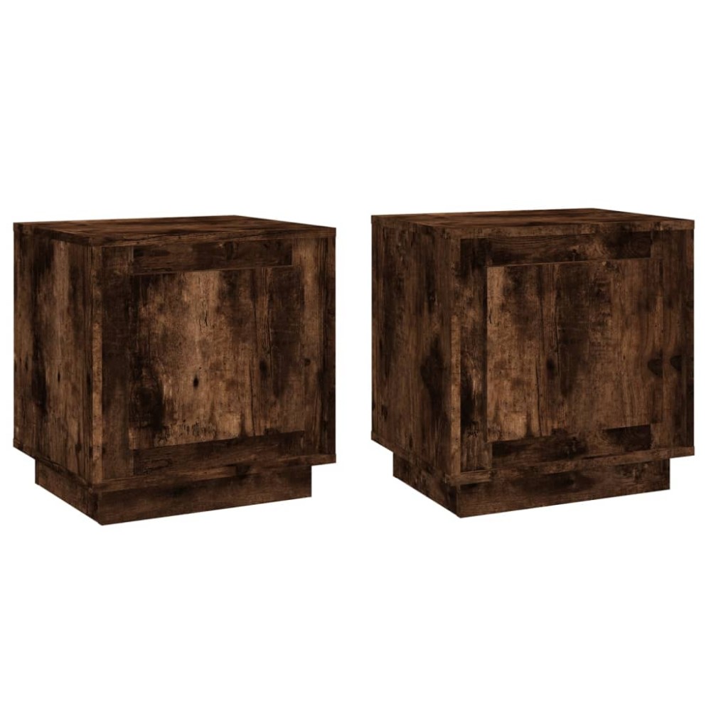 vidaXL Κομοδίνα 2 Τεμ. Καπνιστή Δρυς 44x35x45 εκ. Επεξεργασμένο Ξύλο