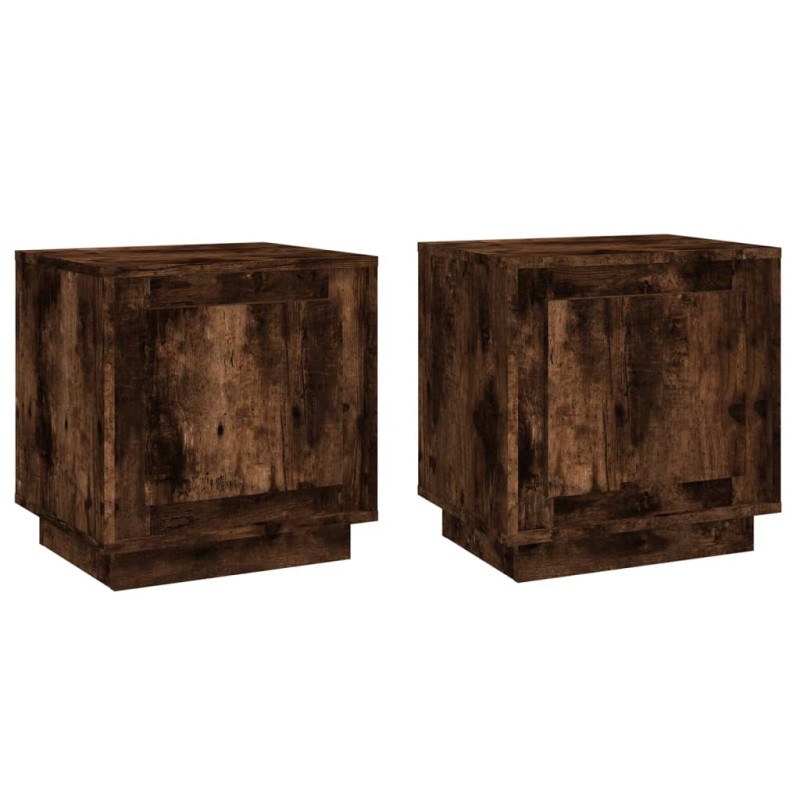 vidaXL Κομοδίνα 2 Τεμ. Καπνιστή Δρυς 44x35x45 εκ. Επεξεργασμένο Ξύλο