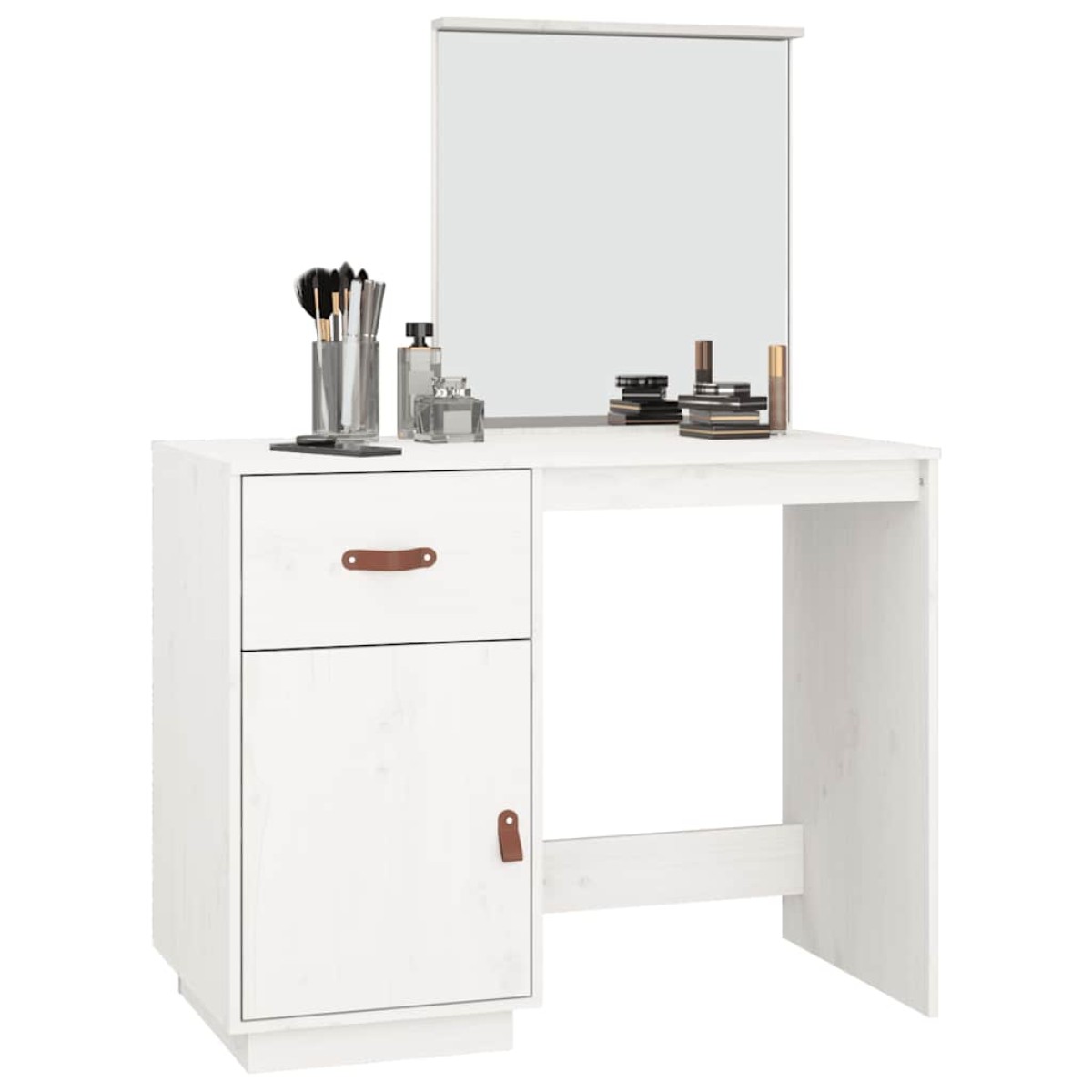 vidaXL Μπουντουάρ Λευκό 95x50x134 εκ. Μασίφ Ξύλο Πεύκου