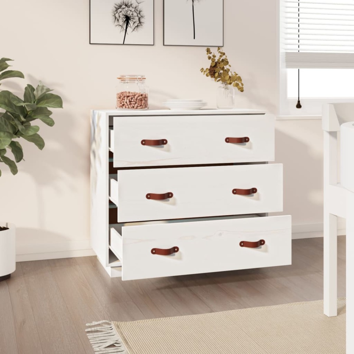 vidaXL Ντουλάπι Λευκό 80x40x75 εκ. από Μασίφ Ξύλο Πεύκου