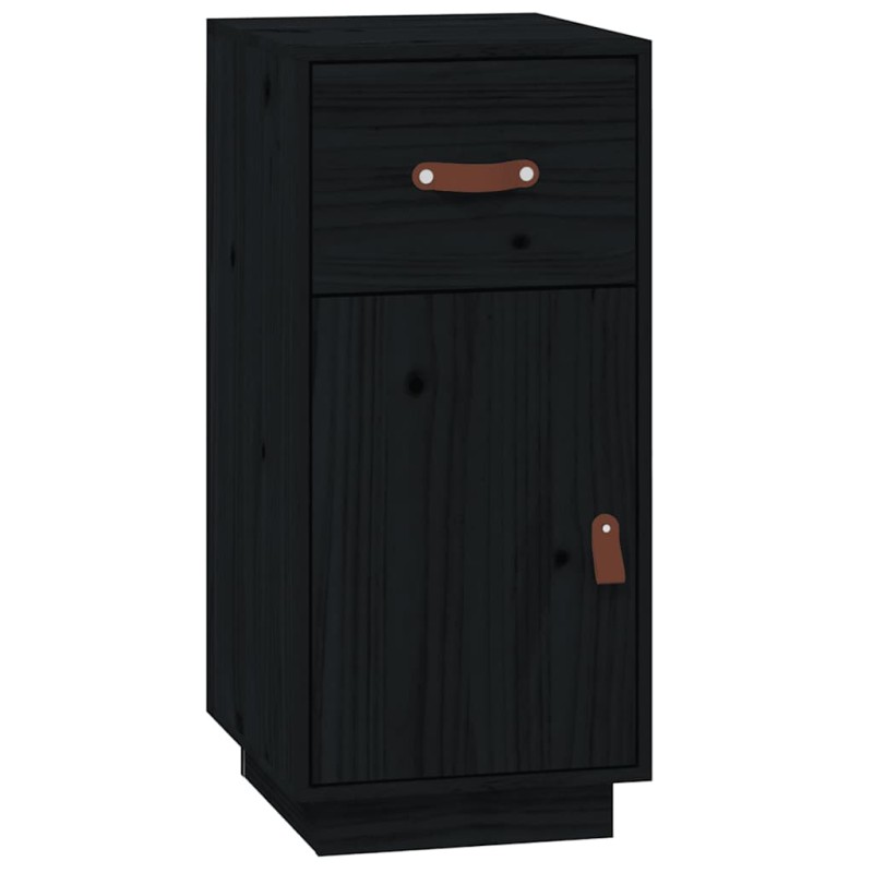 vidaXL Ντουλάπι Μαύρο 34 x 40 x 75 εκ. από Μασίφ Ξύλο Πεύκου