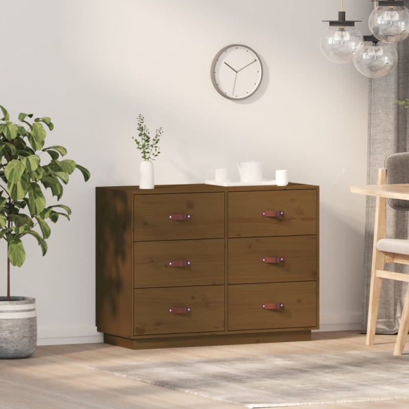vidaXL Ντουλάπι Καφέ Μελί 100 x 4 x 75 εκ. από Μασίφ Ξύλο Πεύκου