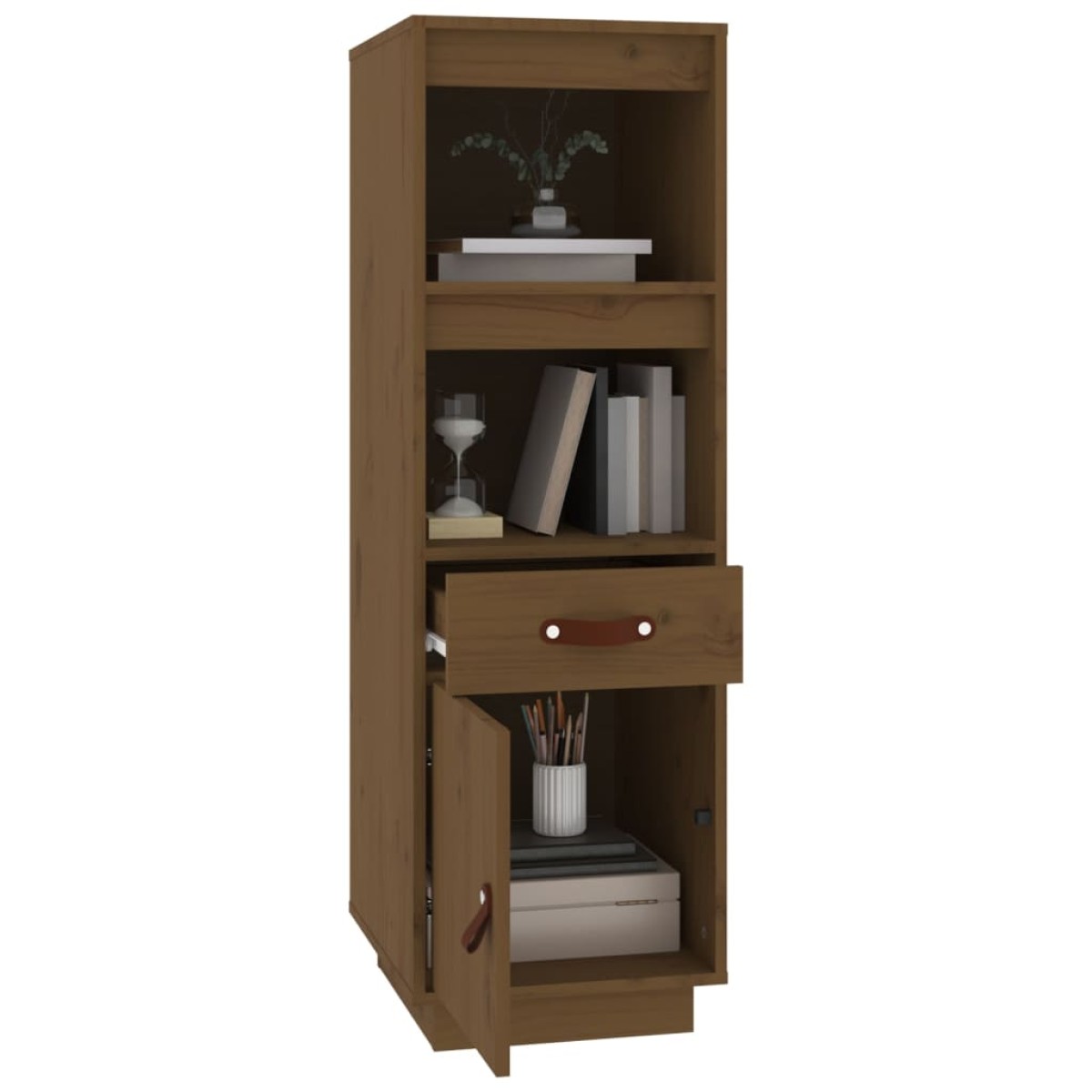 vidaXL Ντουλάπι Ψηλό Καφέ Μέλι 34x40x108,5 εκ. από Μασίφ Ξύλο Πεύκου