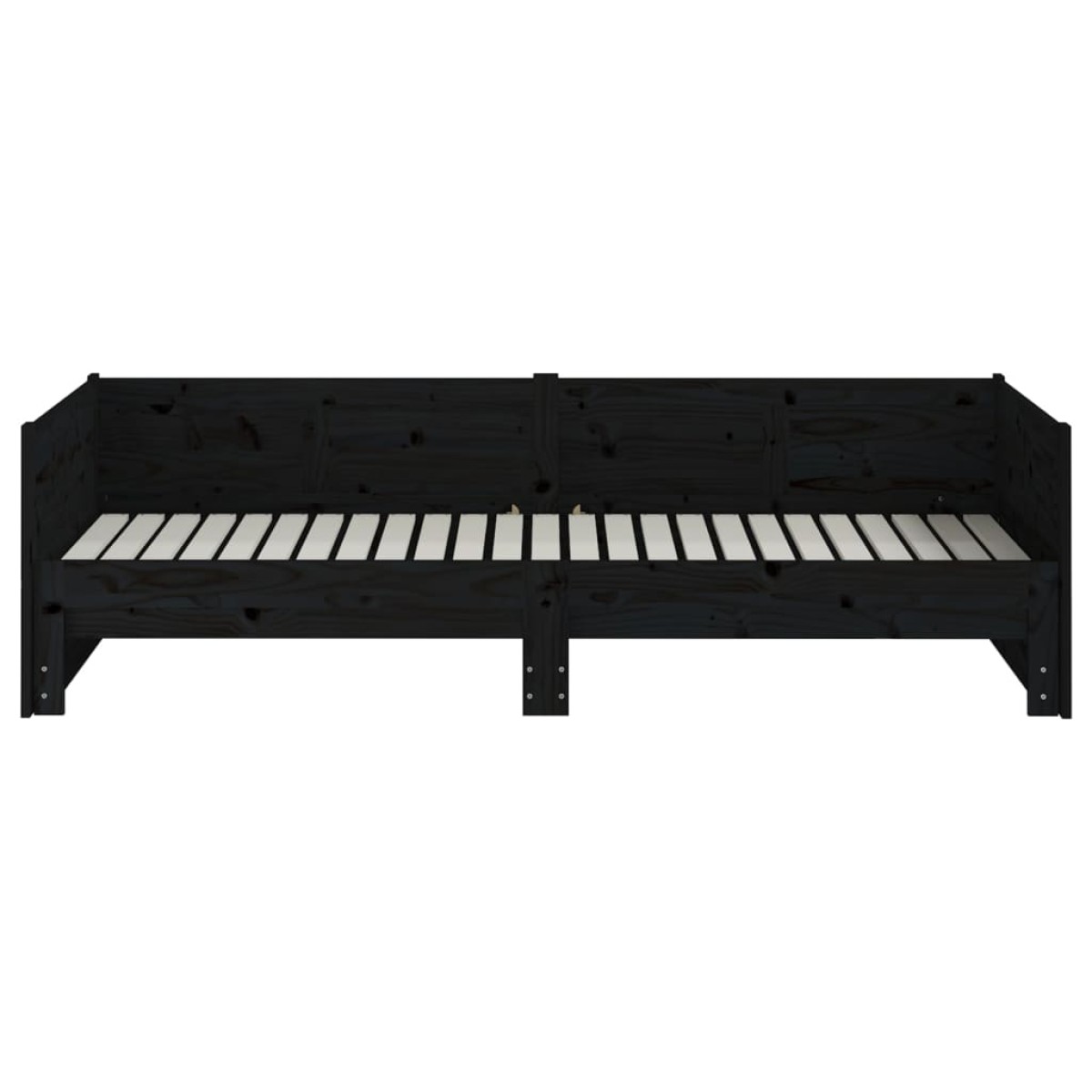 vidaXL Καναπές Κρεβάτι Συρόμενος Μαύρος 2x(90x200) εκ. από Μασίφ Πεύκο