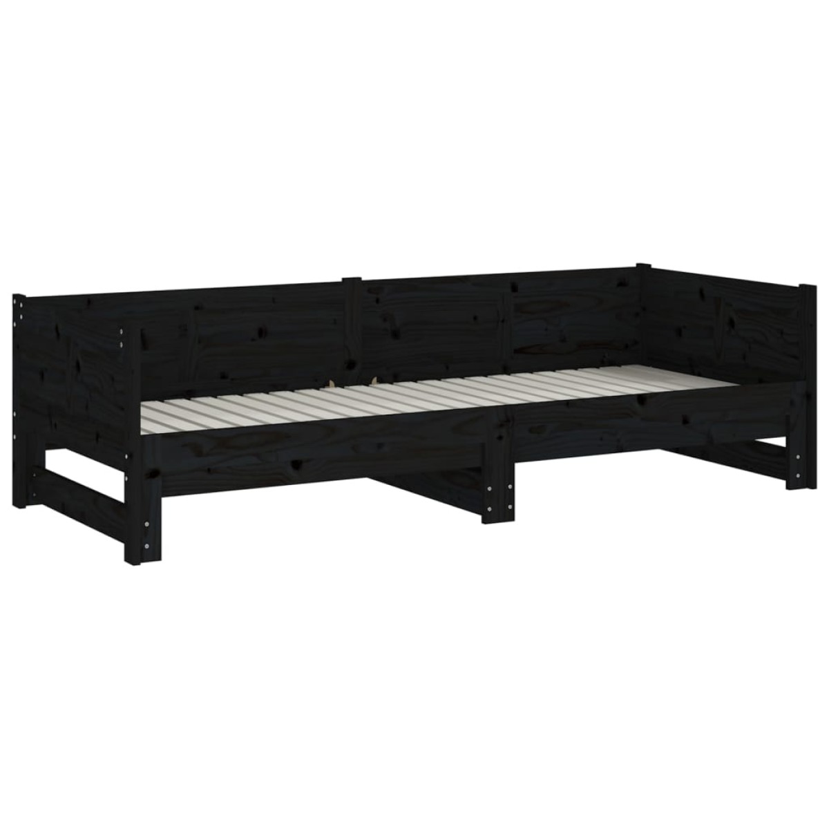 vidaXL Καναπές Κρεβάτι Συρόμενος Μαύρος 2x(90x190) εκ. Μασίφ Πεύκο