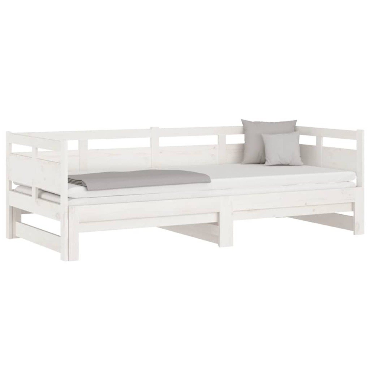 vidaXL Καναπές Κρεβάτι Συρόμενος Λευκός 2x(90x190) εκ. από Μασίφ Πεύκο