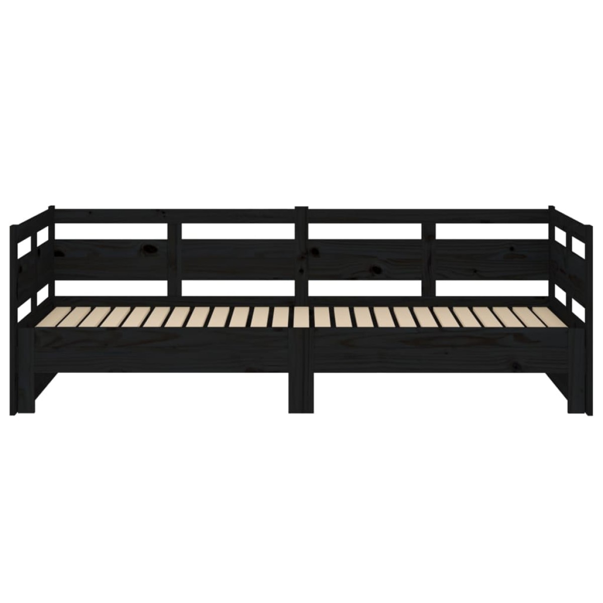 vidaXL Καναπές Κρεβάτι Συρόμενος Μαύρος 2x(90x190) εκ. Μασίφ Πεύκο