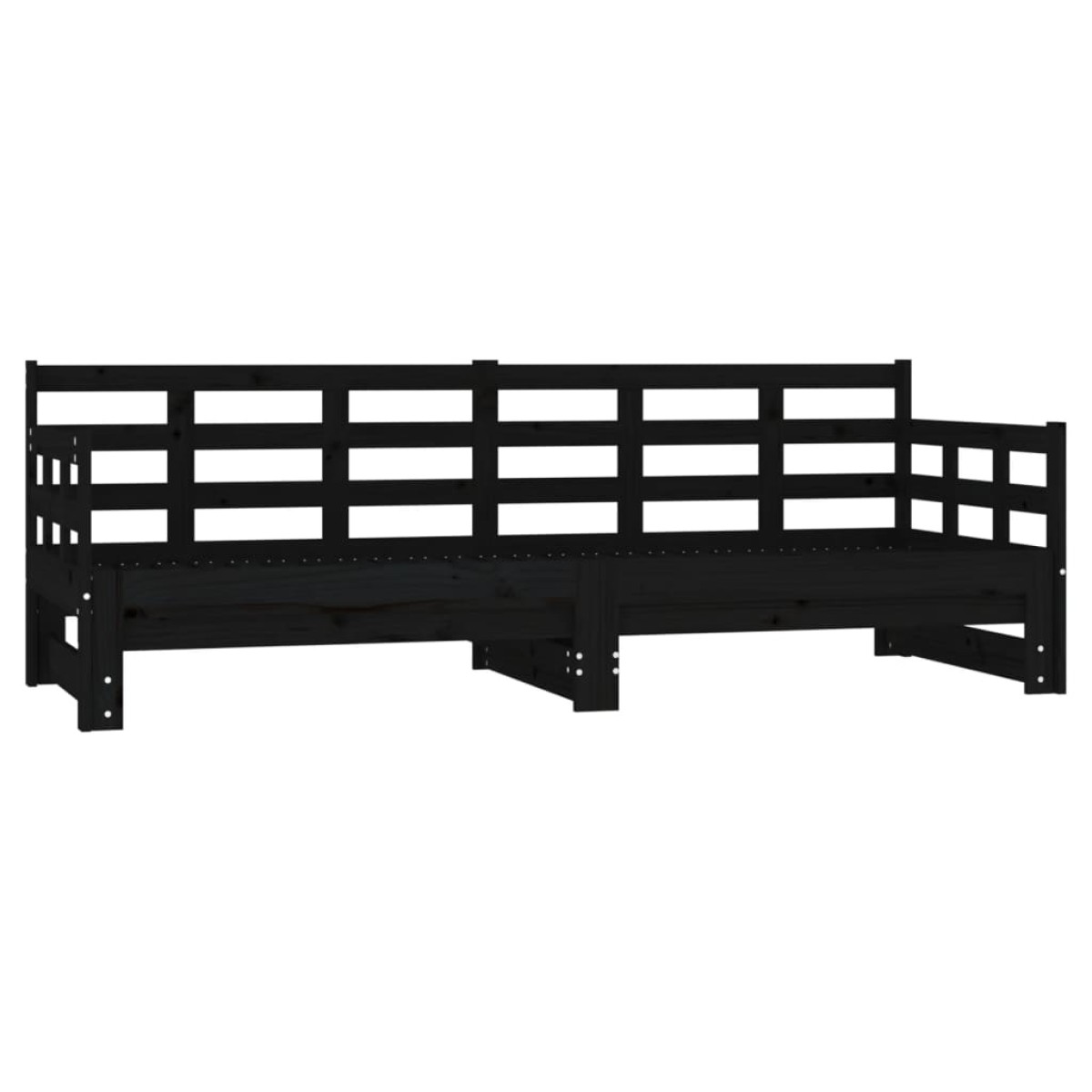 vidaXL Καναπές Κρεβάτι Συρόμενος Μαύρος 2x(90x190) εκ. Μασίφ Πεύκο