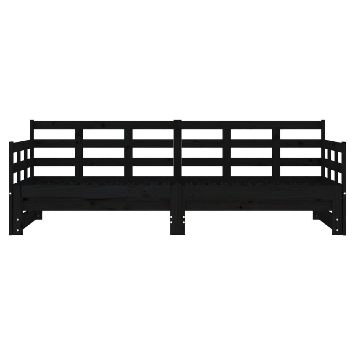 vidaXL Καναπές Κρεβάτι Συρόμενος Μαύρος 2x(90x190) εκ. Μασίφ Πεύκο