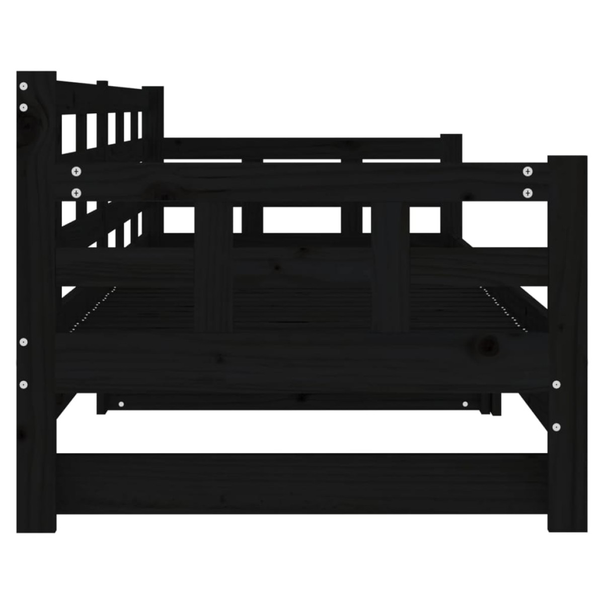 vidaXL Καναπές Κρεβάτι Συρόμενος Μαύρος 2x(90x190) εκ. Μασίφ Πεύκο