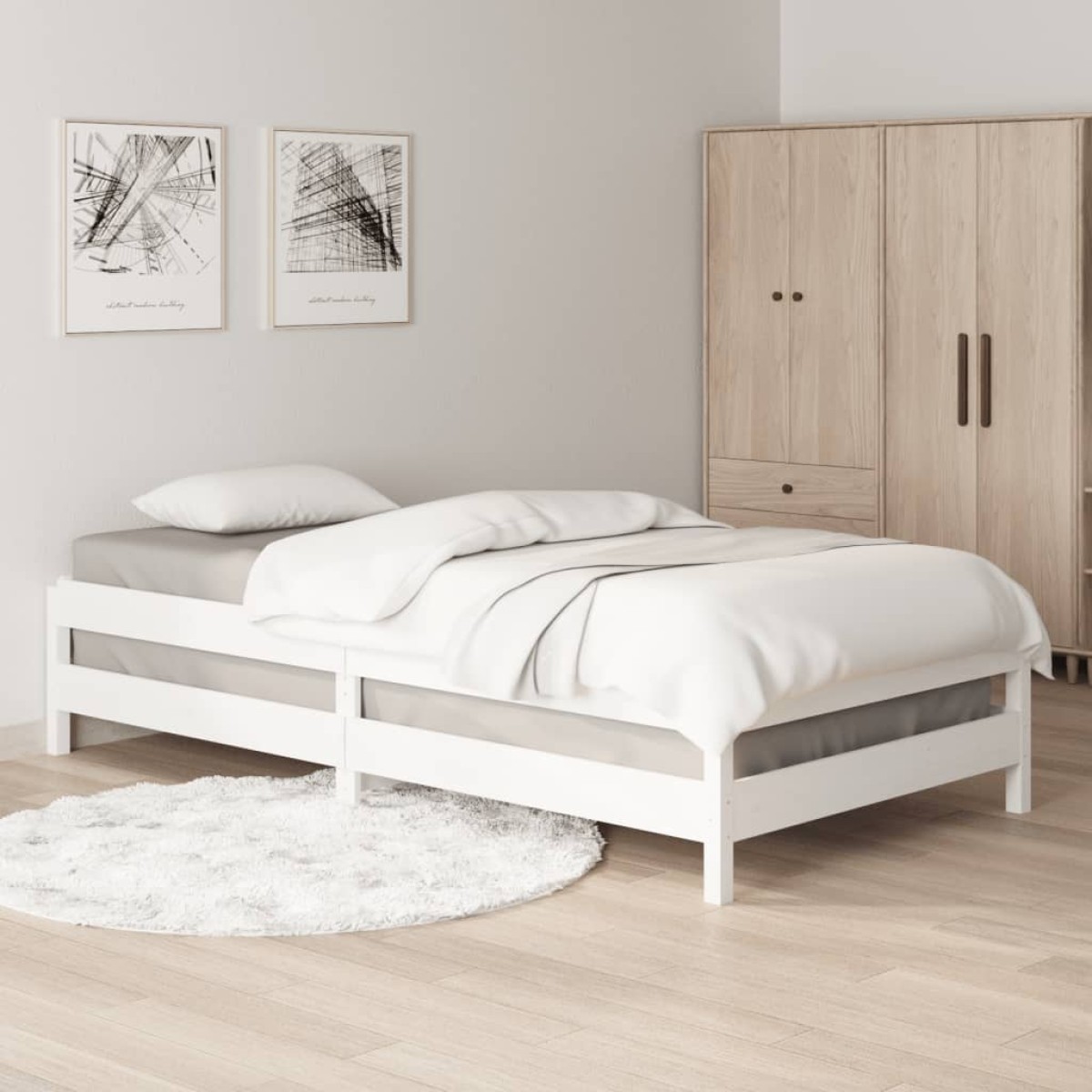 vidaXL Κρεβάτι Στοιβαζόμενο Λευκός 90x190 εκ. από Μασίφ Ξύλο Πεύκου