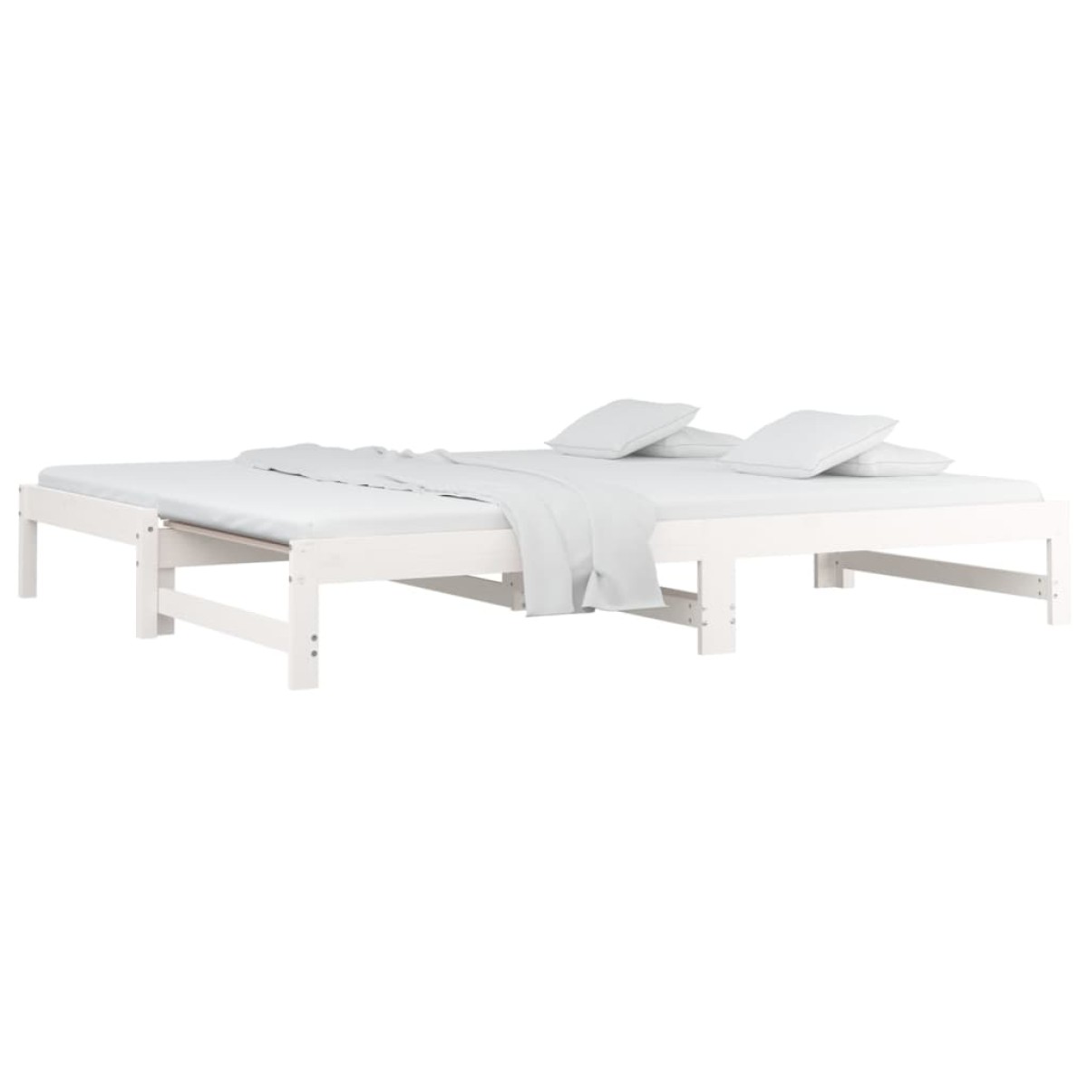 vidaXL Καναπές Κρεβάτι Συρόμενος Λευκός 2x(80x200) εκ. από Μασίφ Πεύκο