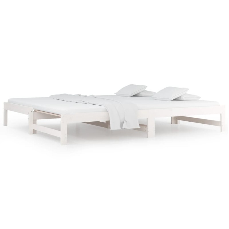 vidaXL Καναπές Κρεβάτι Συρόμενος Λευκός 2x(90x190) εκ. από Μασίφ Πεύκο