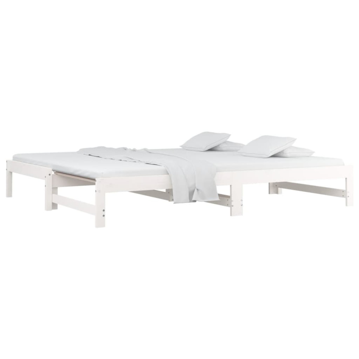vidaXL Καναπές Κρεβάτι Συρόμενος Λευκός 2x(90x190) εκ. από Μασίφ Πεύκο